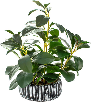 Artificial Plants Decor Greenery Fake Succulents Indoor Potted Fake Plant with Rustic Black Clay Planter Decor
