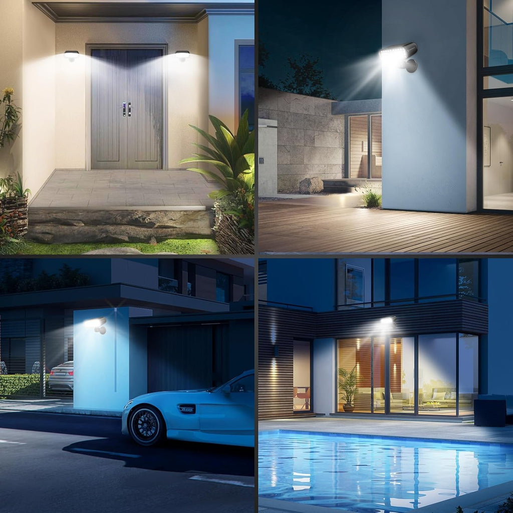 Solar Security Lights Outdoor, Motion Sensor 3 Modes, 2 Pack | IP67 Waterproof, Super Bright 5050 SMD LEDs, 180°