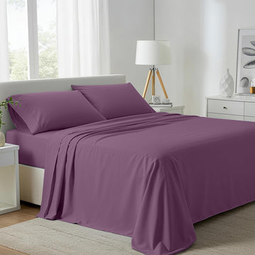 800 Series Egyptian Cotton King Size Sheets Set, Plum