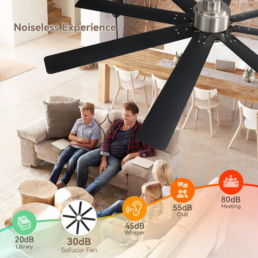 Smart Ceiling Fans with Lights, 52'' Ceiling Fan with Light and Remote, Work with Alexa/Google