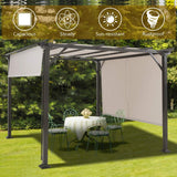 10x10FT Outdoor Patio Shade Structure, Steel Pergola with Retractable Canopy Shades, Rustproof Metal for Patio