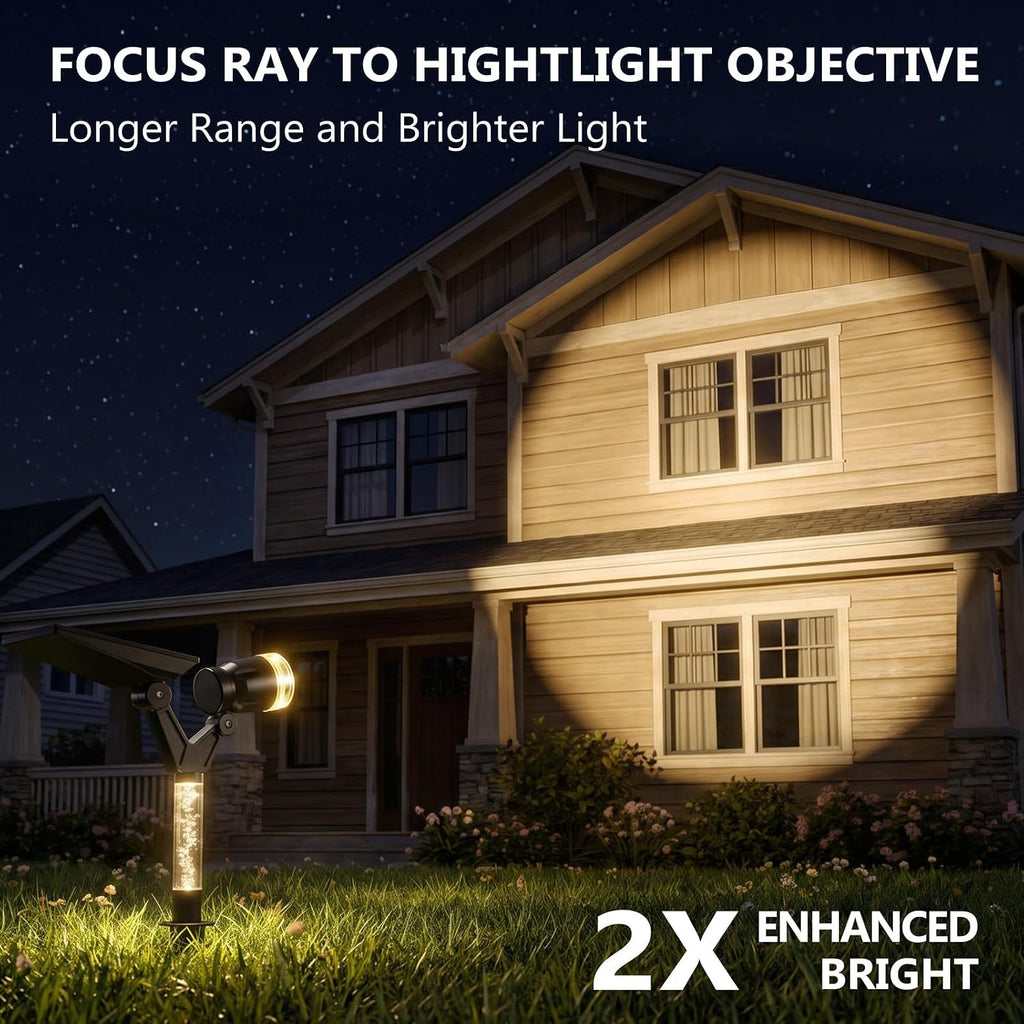 Solar Spot Lights Outdoor Waterproof 3000K Lens LED Spotlights | Adjustable Angel Long Range Solar Lights Outdoor for