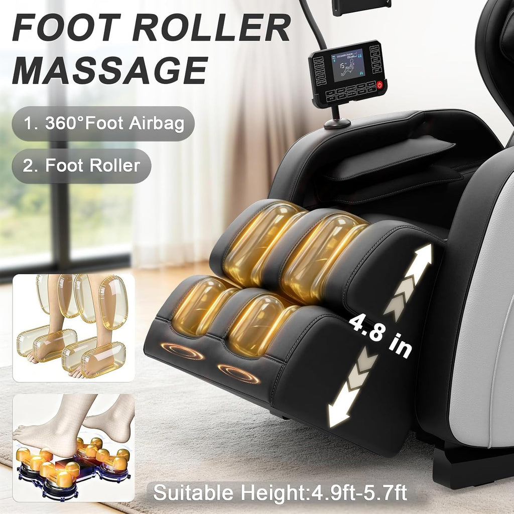 SL Track Massage Chair Full Body, Recliner and Relax Back & Waist | 12 Fixed Rollers, 8 Airbag, 15 Programs, Hip