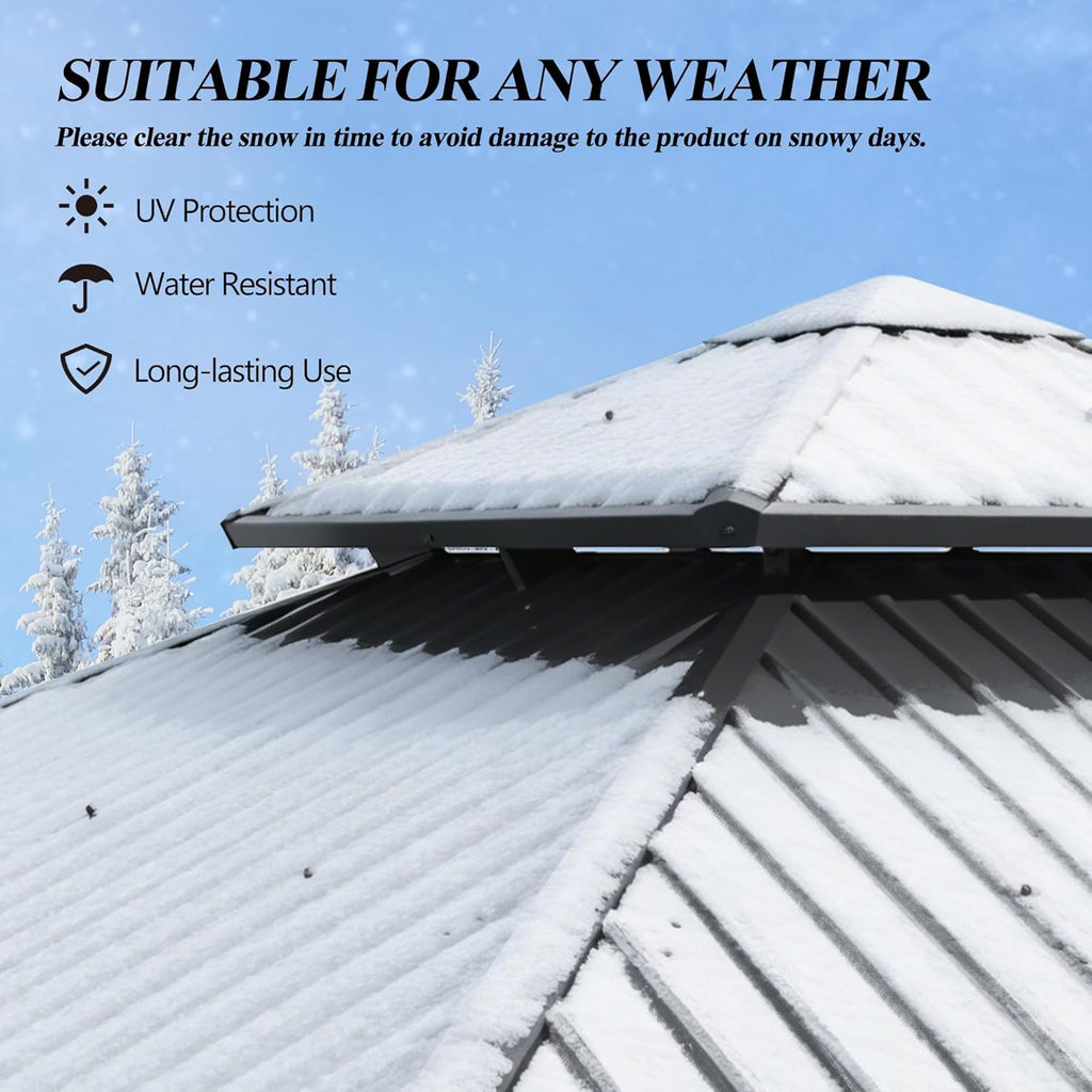 8.5x8.5FT Outdoor Hardtop Gazebo with Double Roof