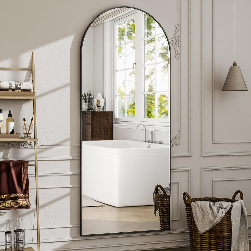 57" x 20" Arched Full Length Mirror - Wall Mounted/Floor Mirror Aluminum Alloy Frame Full Body Mirrors Living Room