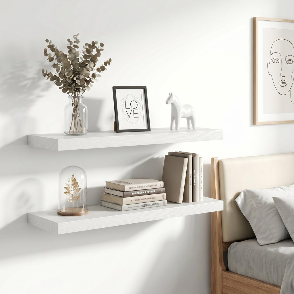 36 Inch Floating Shelves Wall Mounted for Display, 6.5 Deep Duty Shelves with Invisible Brackets Storage & Decor, 36"