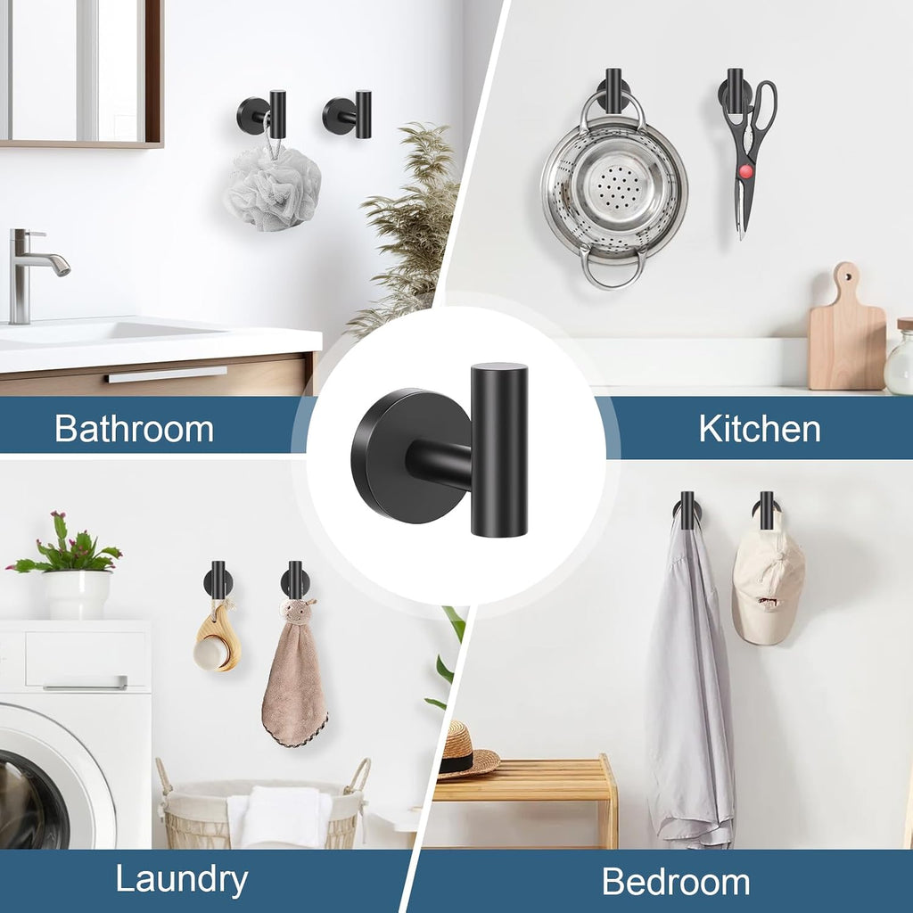 Matte Black Bathroom Hardware Set, 5 Pieces Black Towel Bar Bathroom Accessories Set, Upgraded Toilet Paper Holder