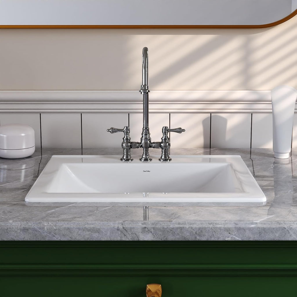 Bathroom Vessel Sink 21"x18"Rectangular Drop-in Sink for Bathroom Ceramic Vessel Sink White Bathroom Sink Under Counter Modern Art Basin