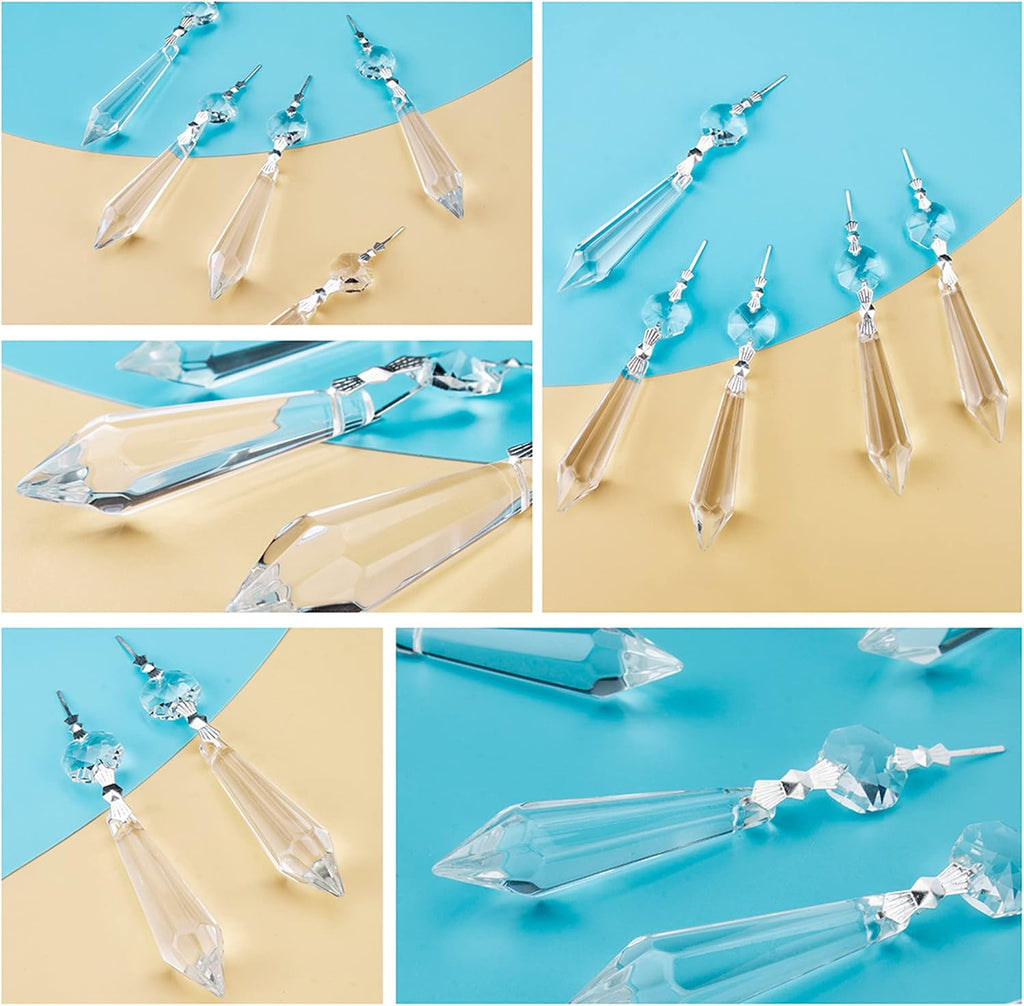 20 Pcs 55mm Clear Crystal Icicle Prisms Chandelier Hanging Lamp Decor - Clear Crystal Icicle Prisms Pendants