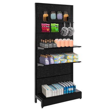 Pegboard Display Stand, Gondola Retail Shelving Wall Display for Convenient Grocery Office Supply or Liquor Stores