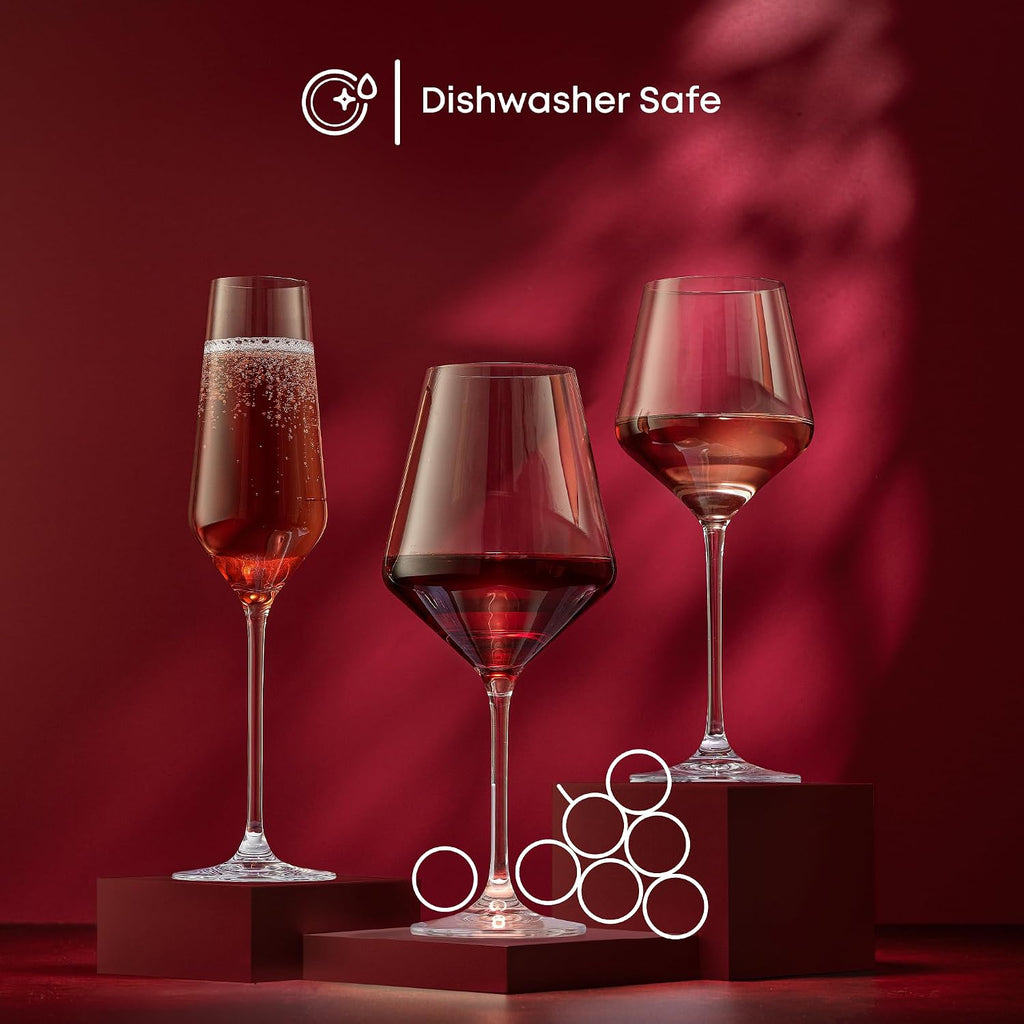 Layla Italian Red Wine Glasses, Set of 4, 17 oz Clear - Made in Europe