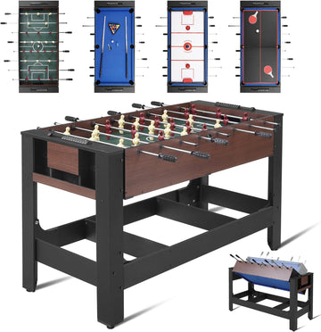 54" 4-in-1 Swivel Multi-Game Table -Combo Game Table Set for Kids, Adults - Indoor and Outdoor Arcade Sports Table