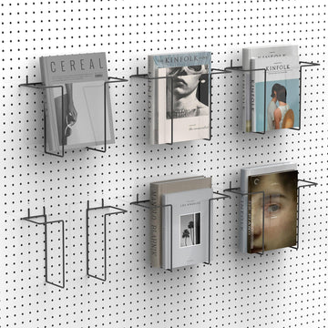 6 Pair Expandable Literature Display Shelf for Pegboard, Metal Wire Peg Board Magazine Holder, Pegboard Shelves