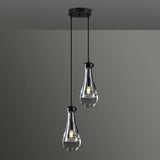 Raindrop Pendant Lights Kitchen Island Teardrop Black Hanging Light Fixtures Clear Solid Glass Pendant Light Modern Chandeliers for Dining Room Porch Corridor Living Room (2-Light) A121-B0DNDNBSCQ
