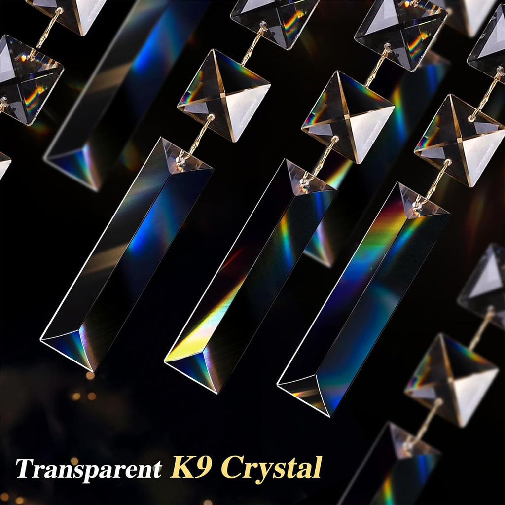 Flush Mount Crystal Chandelier, 24 inch Modern Crystal Ceiling Lights with Warm White Light Bulb (2700K), Flush Mount