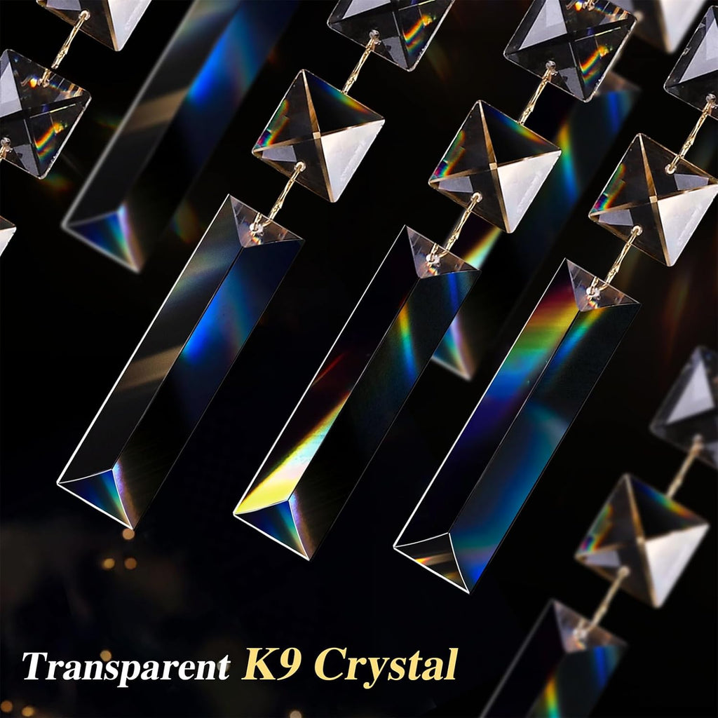 Flush Mount Crystal Chandelier, 18 inch Modern Crystal Ceiling Lights with Warm White Light Bulb (2700K), Flush Mount