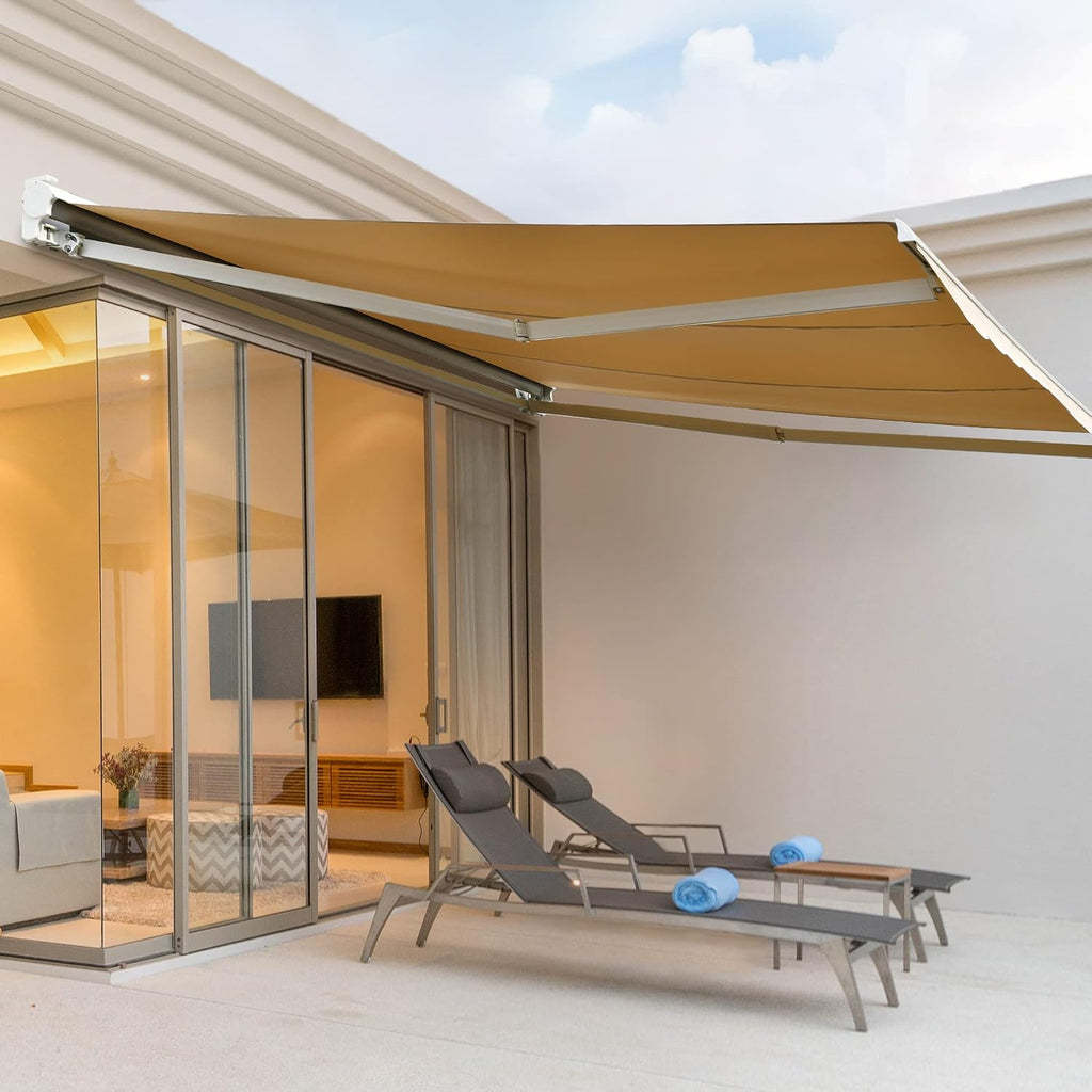 12'x10' Patio Awning Retractable, Fully Assembled Motorized Electric Commercial Grade - Quality 100% Dope-Dyed
