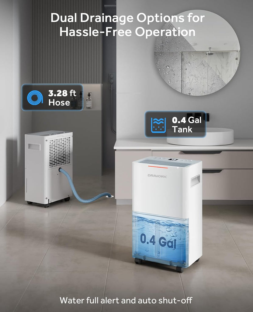 21 Pints Dehumidifier for Basement - 1500 Sq.ft Dehumidifiers for Home, Bedroom & Bathroom with Continuous Drain Hose