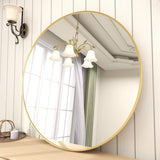 24 Inch Round Mirror, Metal Frame Circle Mirror, Wall Mounted , Vanity, Living Room, Gold