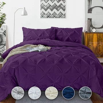 Luxuriate Hotel Hypoallergenic Ultra Soft 100% Egyptian Cotton 104x90 inch King Size Purple Solid Pinch