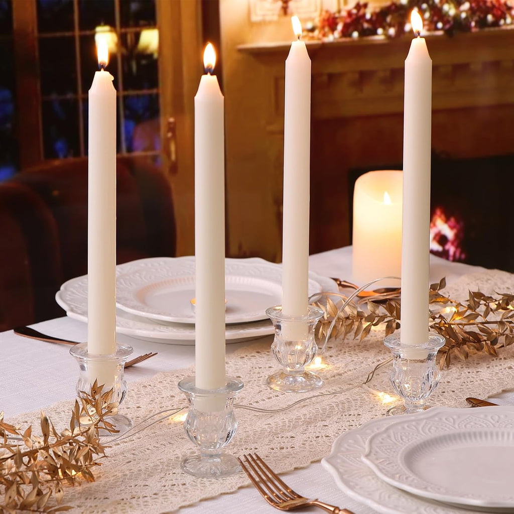 Candlestick Holders Set of 12-2.5" H Taper Candle Holders Bulk - Clear Glass Candle Holder for Rustic Wedding