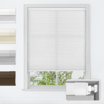 No Drill Cordless Cellular Shades, 19" W x 36" H, White