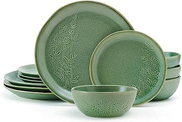 Carrie 12 Piece Dinnerware Set, Service for 4, Green
