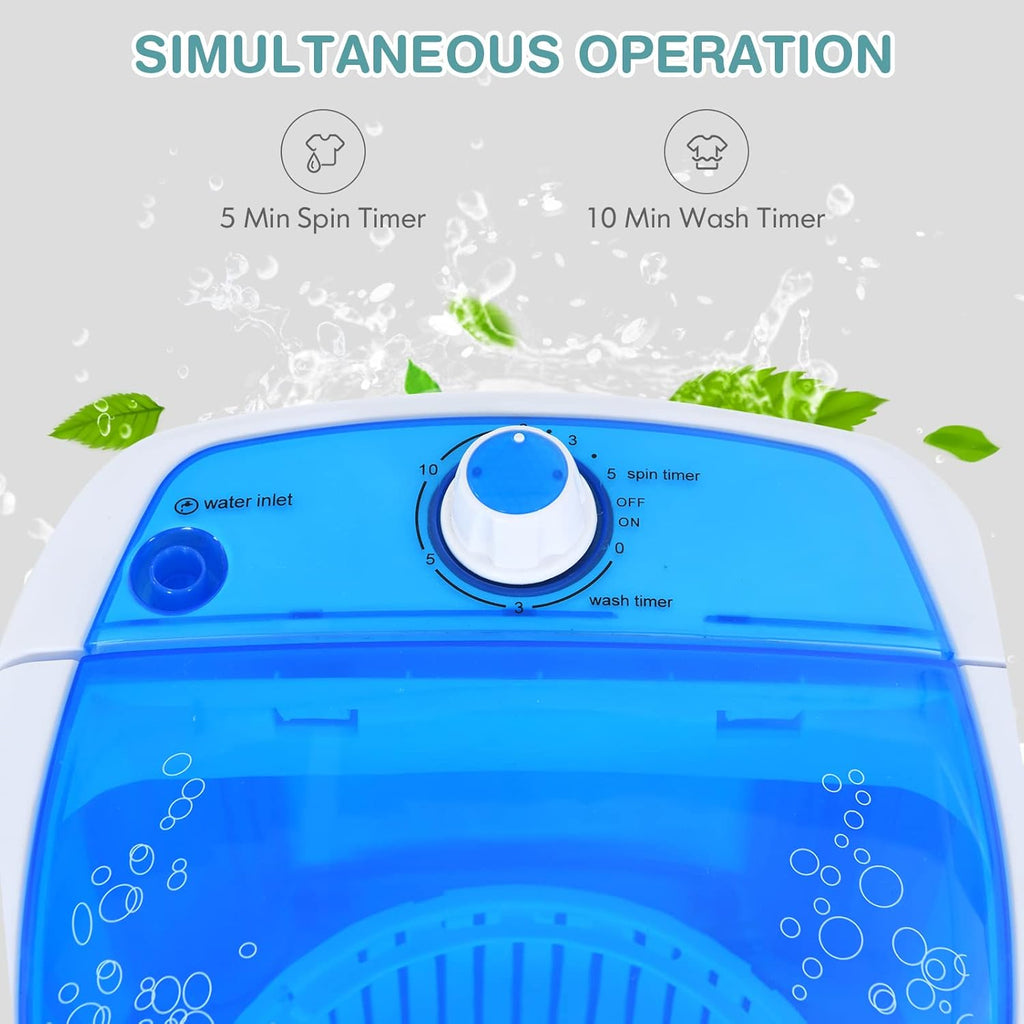 Portable Washing Machine, Mini Washer and Spinner Combo, 5.5lbs Washing Capacity, Semi-automatic Compact Laundry