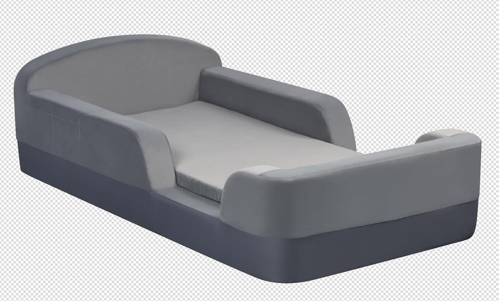 Toddler Floor Bed with Mattress Included, No Assembly Needed | Boneless Kids Foam Bed with Built-in Guardrails, Ideal