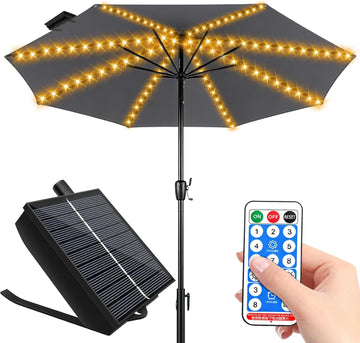 Solar Umbrella Lights Outdoor, Waterproof Solar Powered Patio Umbrella Lights Strings with 104 LEDs 8 Lighting Modes