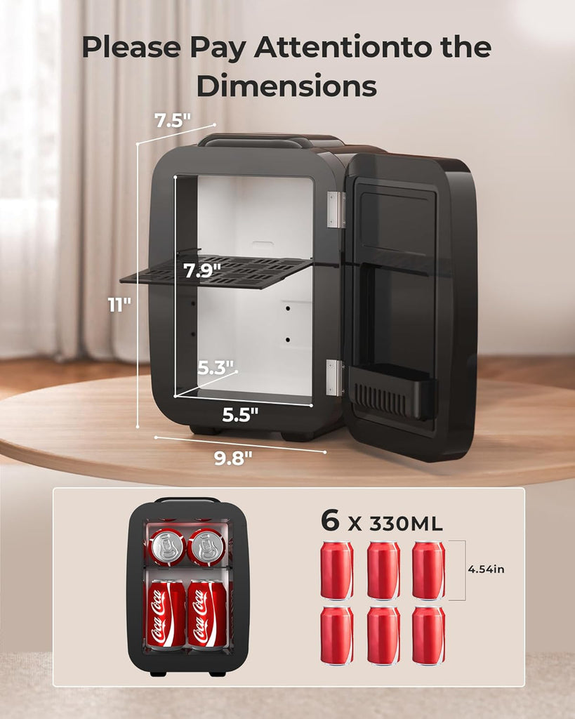 Mini Fridge, 4 Liter/6 Can Portable Refrigerator for Bedroom Office Dorm Car - Fast Cooling, Low Noise, 100-125V
