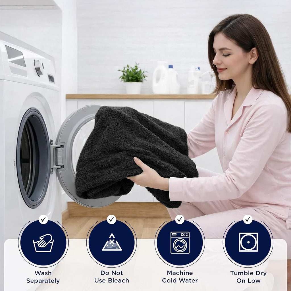 Pack of 1 Jumbo Bath Sheet 40x80 Inches, Oversized Black Bath Towels, Fluffy and Thick Extra Large Bath Sheets