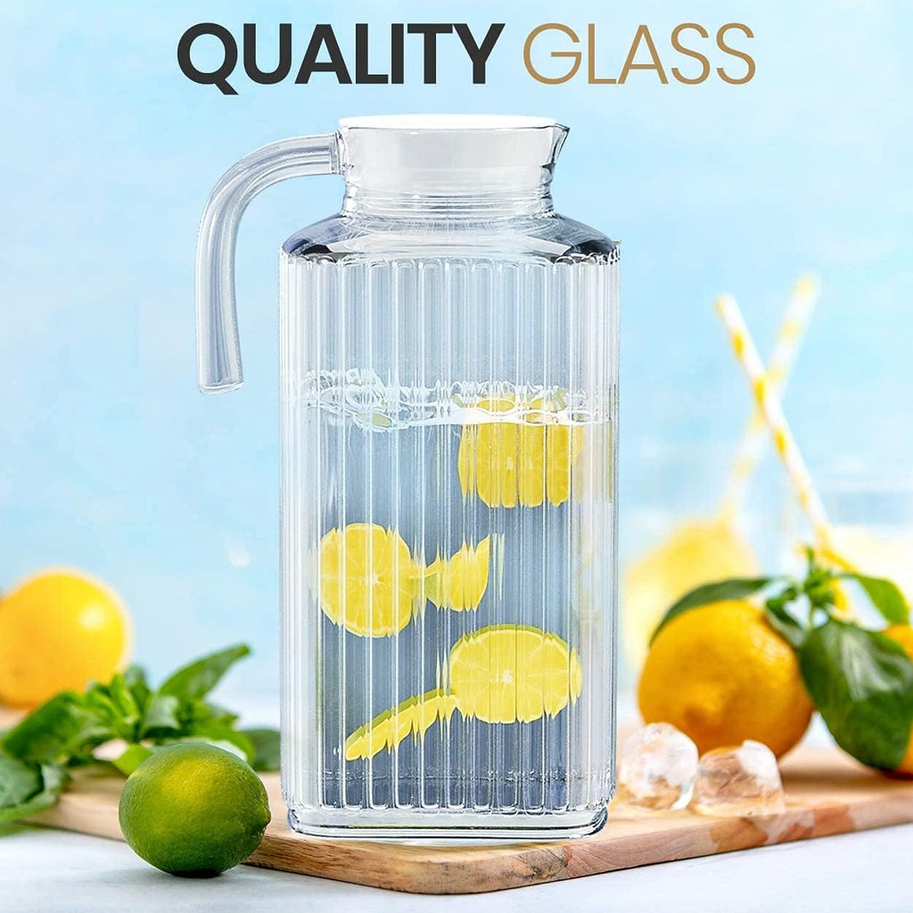 Fridge Pitcher - 60 OZ. Glass Water Fridge Pitcher with Lid By Practical and Easy to use Fridge Pitcher Great for