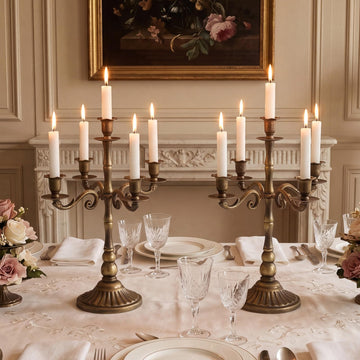 5-Light Metal Floral Candelabra Vintage Bronze Candle Holders