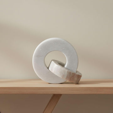 Home Decor and Bathroom Decor Marble Double Ring - Modern Shelf Sculpture and Office Accents for Room Styling
