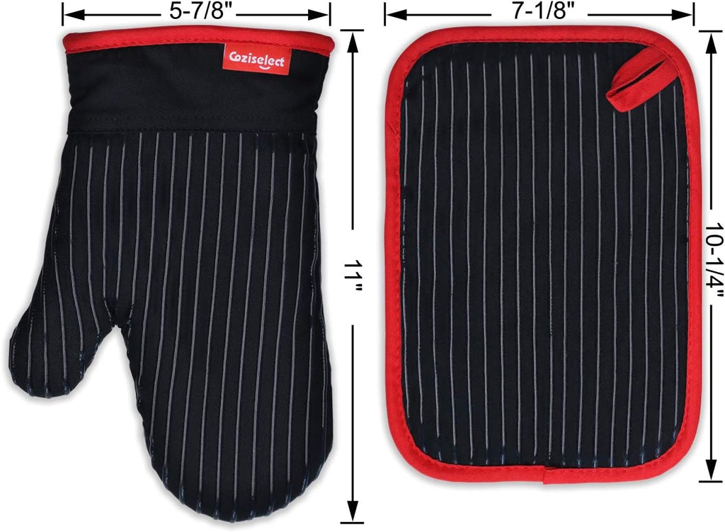 Oven Mitts and Pot Holders Set, Cooking Mitts, Heat Resistant Cooking Mitts and Pot Holders, Silicon Oven Gloves Set