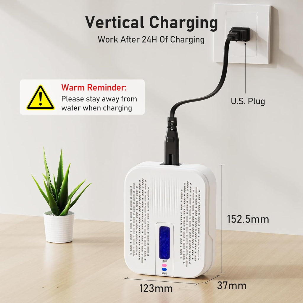 Rechargeable Small Dehumidifier for Bathroom, Detachable Hanging Dehumidifier for Bedroom, Gun Safe, Closet