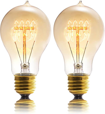 A19 Incandescent Light Bulbs 40W E26 Dimmable Edison Bulbs 2 Pack