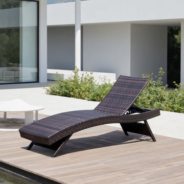 Folding Patio Chaise Lounge (Set of 1 Chair), Foldable Long Reclining Patio Seating Chairs, Outdoor Wicker Lounge
