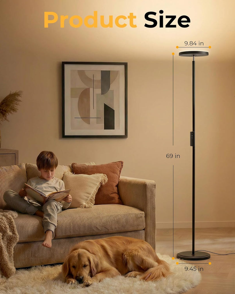 Floor Lamps, 69" Tall LED Lamp, 2800LM Standing Lamp Remote & Foot Switch with 1H Timer