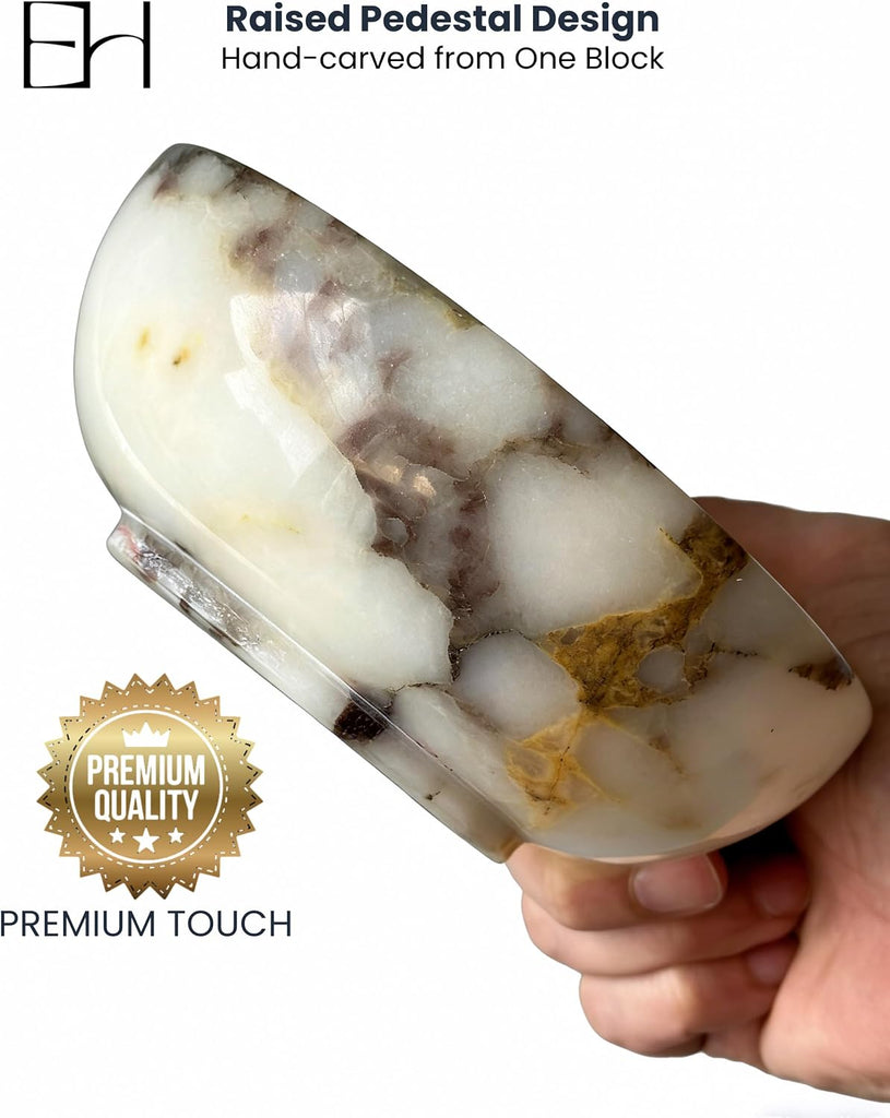 Natural Marble Bowl 5 Inch, Trinket Key Tray Vanity | Real Calacatta Viola Stone, Catch All Dish Small Bowl for Purse