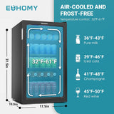 Beverage Refrigerator Cooler, 125 Can Mini Fridge with Glass Door for Soda Beer 