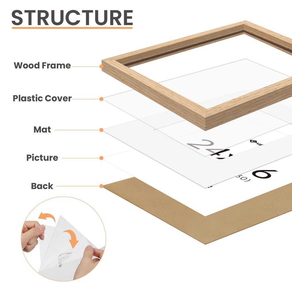 24x36 Picture Frame Solid Wooden, Nursery Decor, 1Pack Natural