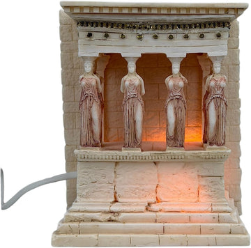 Caryatid Porch - Erechtheion Lamp Statue, Handmade Greek Cast Alabaster Architectural Sculpture, 6.7 in