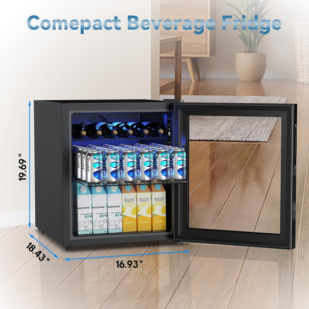 Mini Fridge with Glass Door-Small Fridge Desk Beverage Cooler with Lock for Beer