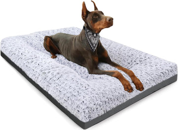 Deluxe Washable Dog Bed for Large Dogs Dog Crate Mat 35 Inch Comfy Fluffy Kennel Pad Anti-Slip for Dogs Up to 60 lbs