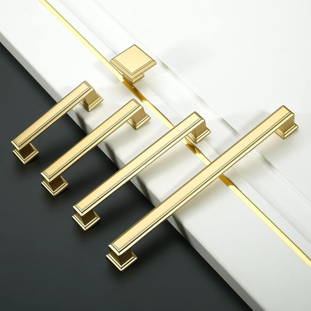 10 Pack 5 Inch(128mm) Brushed Gold Kitchen Cabinet Handles Gold Cabinet Pulls Kitchen Cabinet Hardware Drawer Pulls