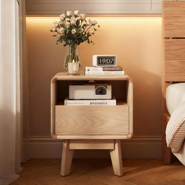 100% Solid Wood Nightstand, Nearly Fully-Assembled, Natural