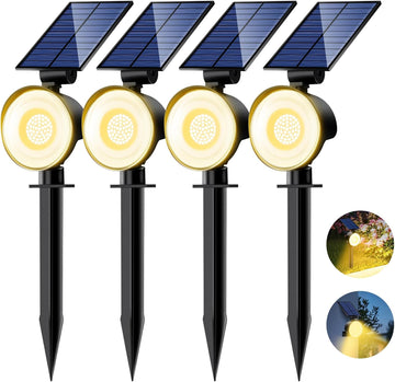 Solar Spot Lights Outdoor Waterproof, Landscape Spotlights | Warm White, 4 Pack/53 LED/3 Modes, Adjustable Solar