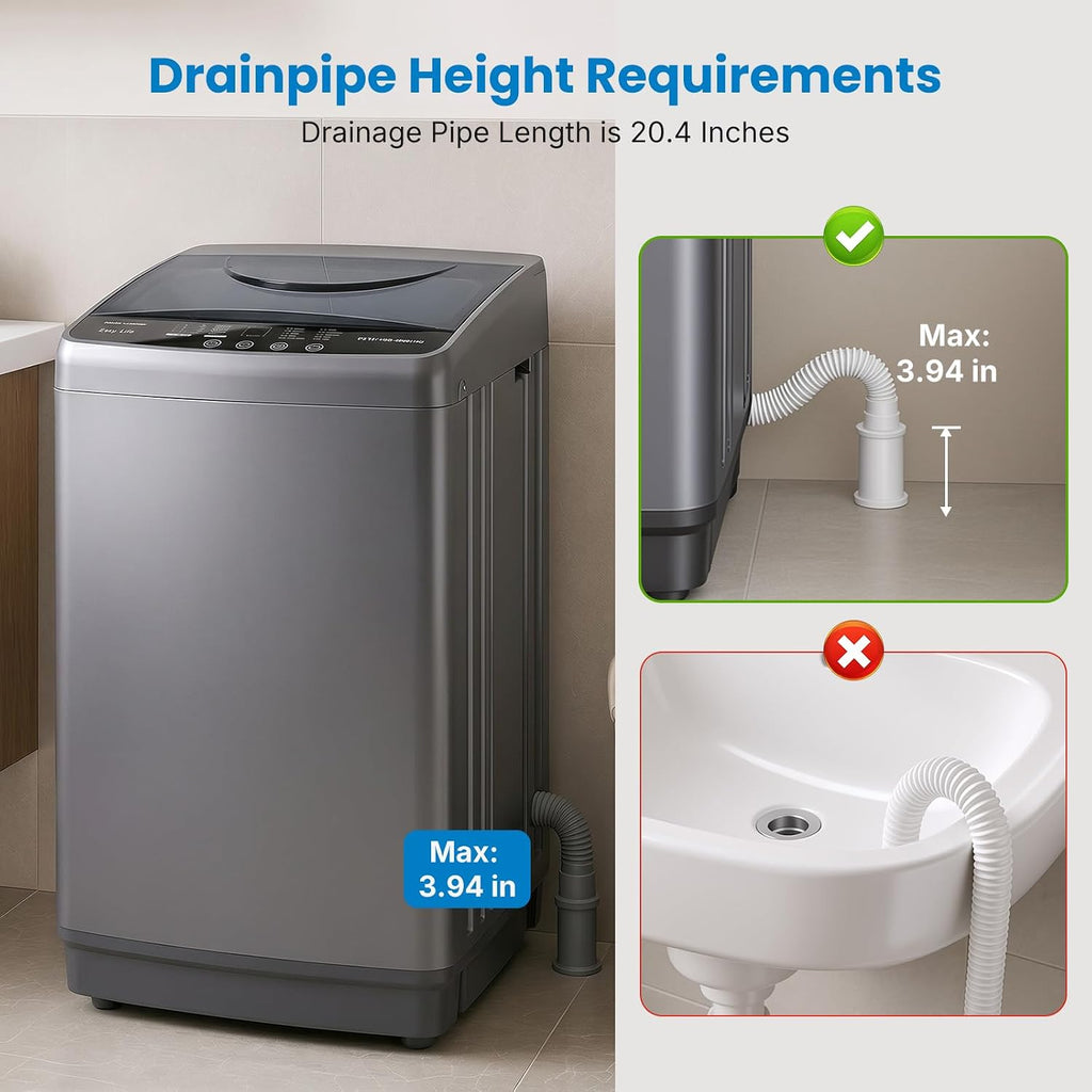 Portable Washing Machine, 7.7 lbs Full-Automatic Compact Laundry Washer, Stainless Steel Drum, 10 Wash Cycles
